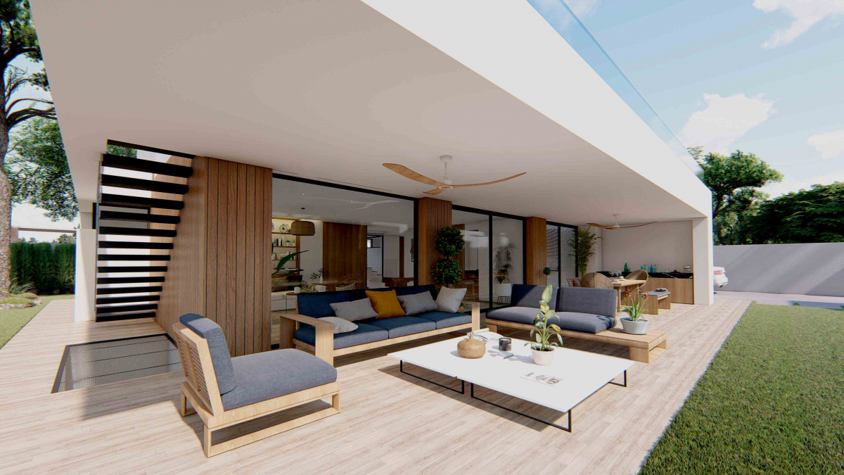 Infografía de un proyecto de vivienda de F5 Arquitectos